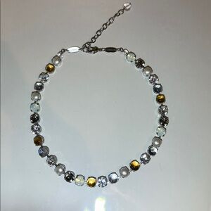Sabika Silver and Gold Crystal Necklace